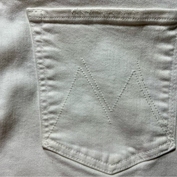 MOTHER White Flare Wide Leg Jeans with Frayed Hem - Picture 10 of 14